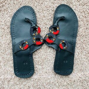 African Handmade Beaded Leather Sandals